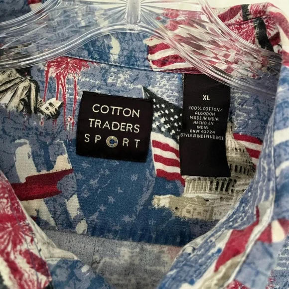 Cotton Traders Sport Patriotic Button Up Shirt Mt. Rushmore & Capitol Size XL - Picture 8 of 15